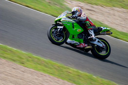 JEREZ DE LA FRONTERA, SPAIN - SEP 03: Pilot of motorcycling of Supersport in the Spanish championship of velocity (CEV) on Sep 03, 2005, in racetrack of velocity of Jerez de la Frontera
