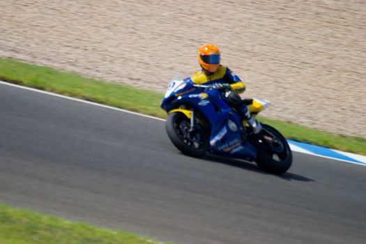 JEREZ DE LA FRONTERA, SPAIN - SEP 03: Pilot of motorcycling of Supersport in the Spanish championship of velocity (CEV) on Sep 03, 2005, in racetrack of velocity of Jerez de la Frontera