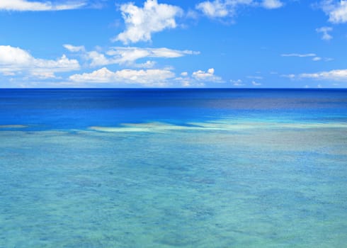 Beautiful seascape with blue sky and cloud background