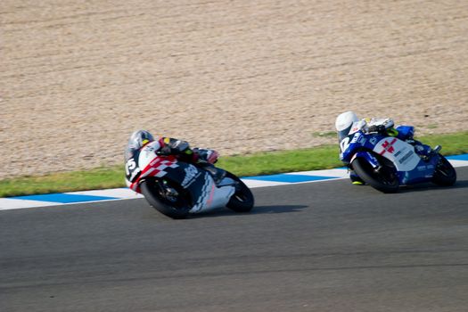 JEREZ DE LA FRONTERA, SPAIN - SEP 03: Pilot of motorcycling of 125cc in the Spanish championship of velocity (CEV) on Sep 03, 2005, in racetrack of velocity of Jerez de la Frontera