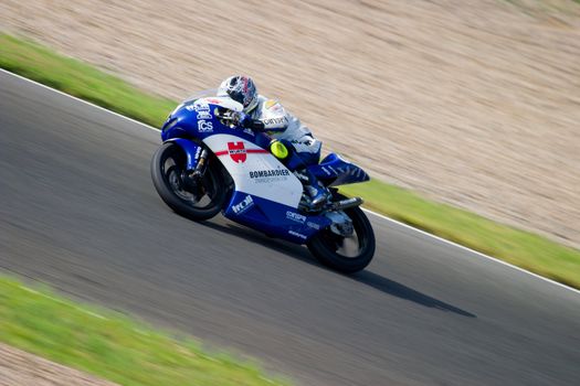 JEREZ DE LA FRONTERA, SPAIN - SEP 03: Pilot of motorcycling of 125cc in the Spanish championship of velocity (CEV) on Sep 03, 2005, in racetrack of velocity of Jerez de la Frontera