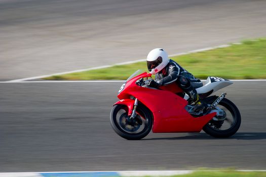 JEREZ DE LA FRONTERA, SPAIN - SEP 03: Pilot of motorcycling of 125cc in the Spanish championship of velocity (CEV) on Sep 03, 2005, in racetrack of velocity of Jerez de la Frontera