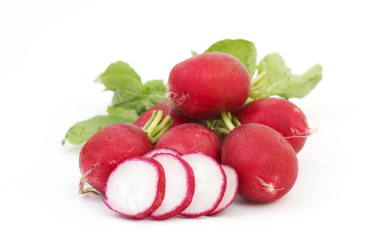 Fresh radishes on a white background 