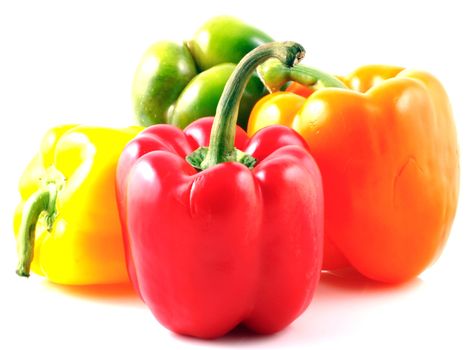 Peppers on white background