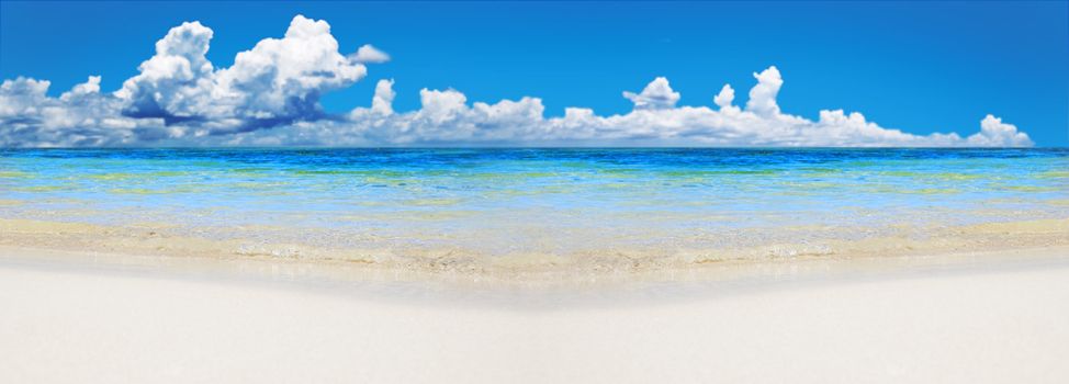 Tropical beach with wide open space for text