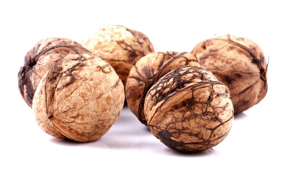Walnuts isolated on white background