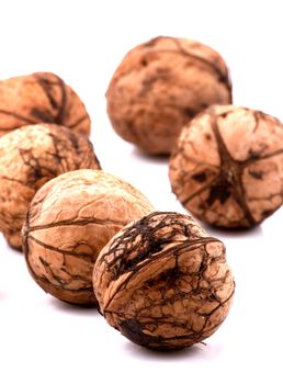 Walnuts isolated on white background