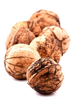 Walnuts isolated on white background