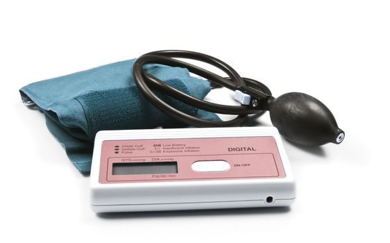 a Meter to measure blood pressure on a white background