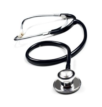 a Doctor's stethoscope on a white background with space for text