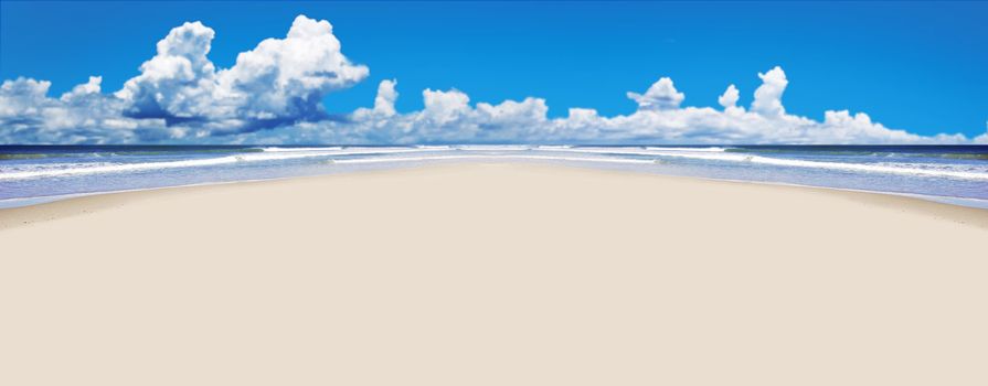 Tropical beach with open space for text