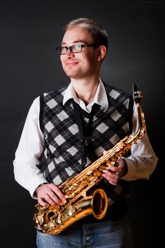 portrait of a man with a saxophone