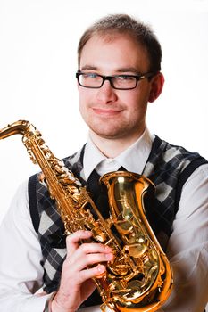 portrait of a man with a saxophone