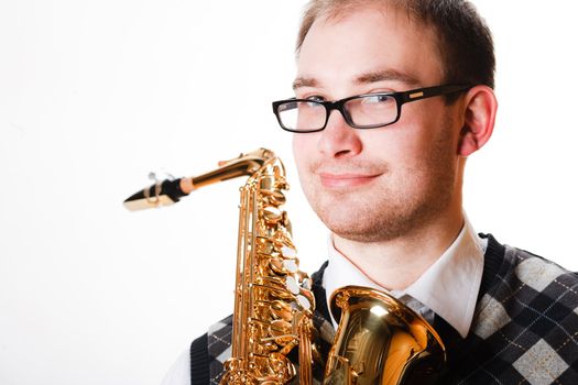 portrait of a man with a saxophone