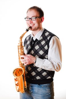 portrait of a man with a saxophone