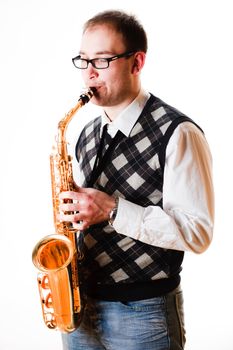 portrait of a man with a saxophone