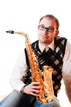 portrait of a man with a saxophone