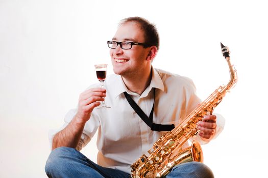 portrait of a man with a saxophone