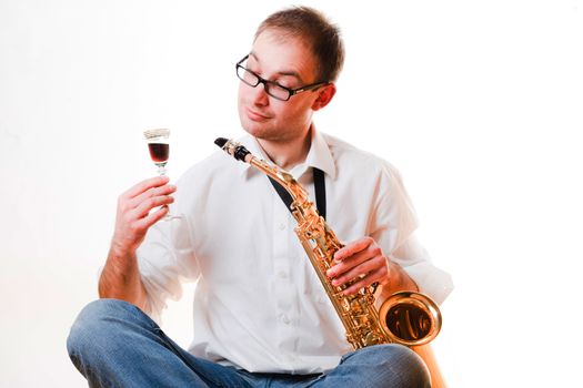 portrait of a man with a saxophone