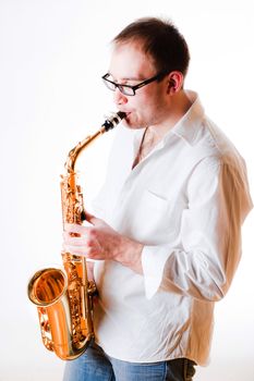 portrait of a man with a saxophone