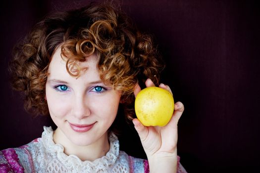 portrait of beautiful girl in colored dress