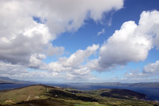 the view from a hillside on Bear island county Cork Ireland