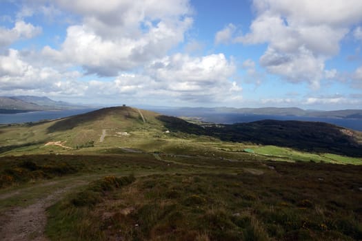 the view from a hillside on Bear island county Cork Ireland