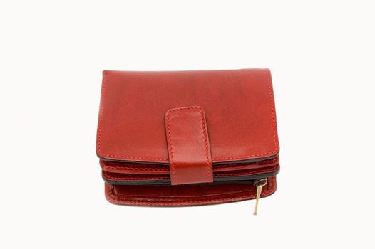 red woman's wallet isolated on white