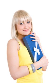 beautiful girl with decorated box in hands