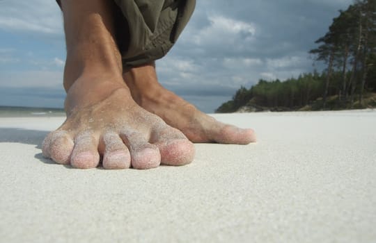 Marcin's foot on the beach:) Poland, Baltic Sea.