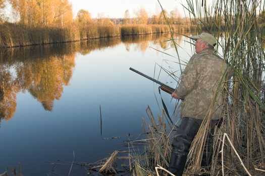 The hunter on coast of wood lake