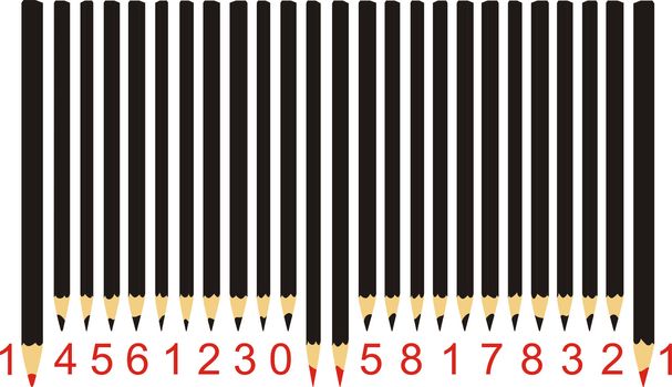 illustration black pencils in the form of bar code