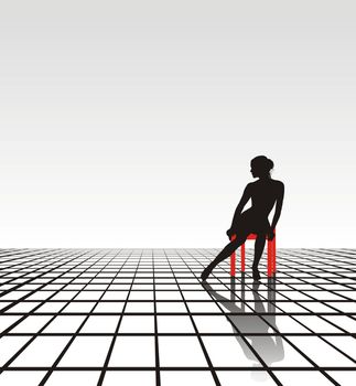Lonely young woman sitting on a chair