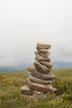 Stack of stones laying in the mountains