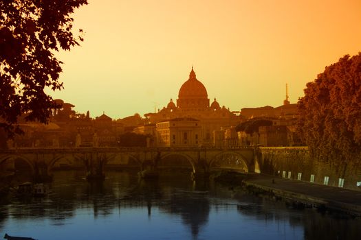 Rome, architecture, St. Peter's Basilica, Catholicism, Christian, Christianity, church, dome, Italy, Landescape, sunset, river , Pope, prayer, priest, tourism, Vatican,