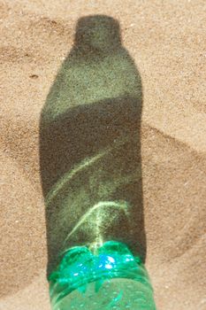 water bottle at the beach on a hot day