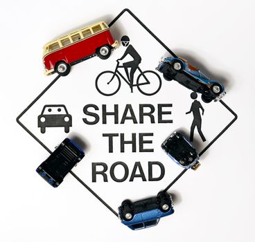 Share the road, concept sign