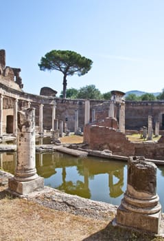 Roman columns in Villa Adriana, Tivoli, Italy