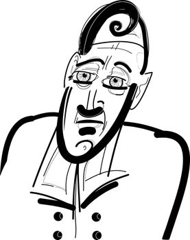 sketch drawing illustration of fancy eccentric Man