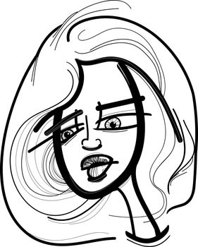 sketch drawing illustration of woman with blond hair