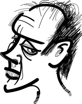 sketch drawing illustration of ugly man caricature
