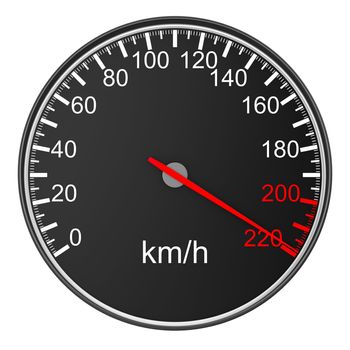 speedometer on white background. 3D image