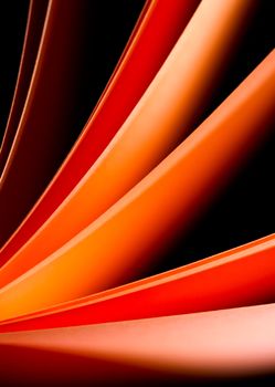 Red notepad paper illuminated by LED lights portrait orientation on black background with paper from lower left angle