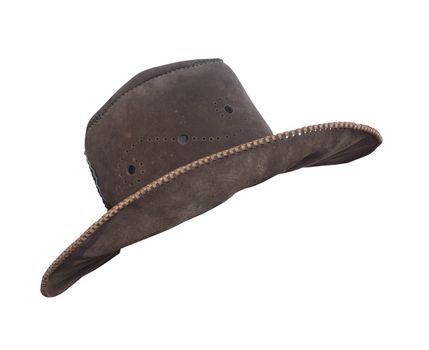 Brown cowboy hat isolated on white background