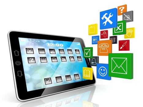 Image of computer technology on a white background isolated