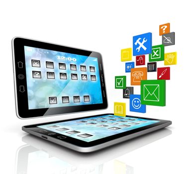 Image of computer technology on a white background isolated