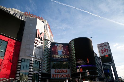 LAS VEGAS, NEVADA, USA - DECEMBER 30th, 2009 - The facade or front of Planet Hollywood Hotel and Casino on Las Vegas boulevard, taken on December 30th, 2009 in Las Vegas, Nevada, USA