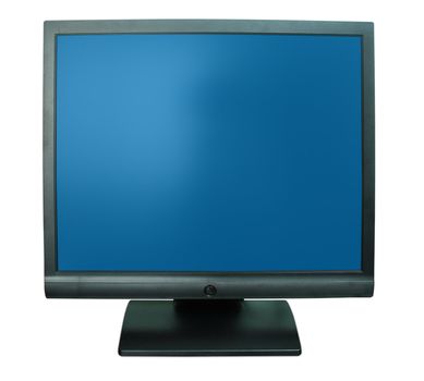 Computer monitor in blue over a white background