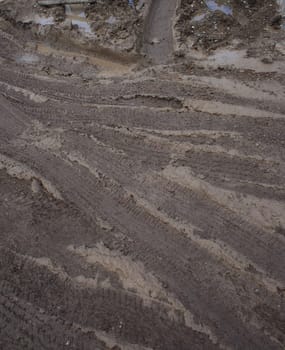 Closeup of country muddy rut