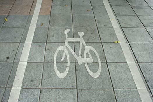 Bike lane symbol on road